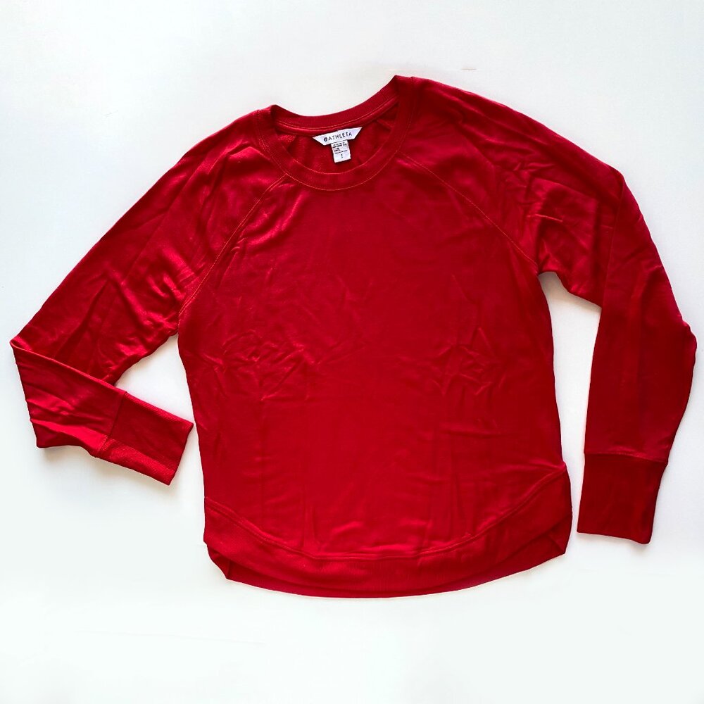 Athleta Beyond Soft Matador Red Long Sleeve Mindset Sweatshirt Top Size S View 2
